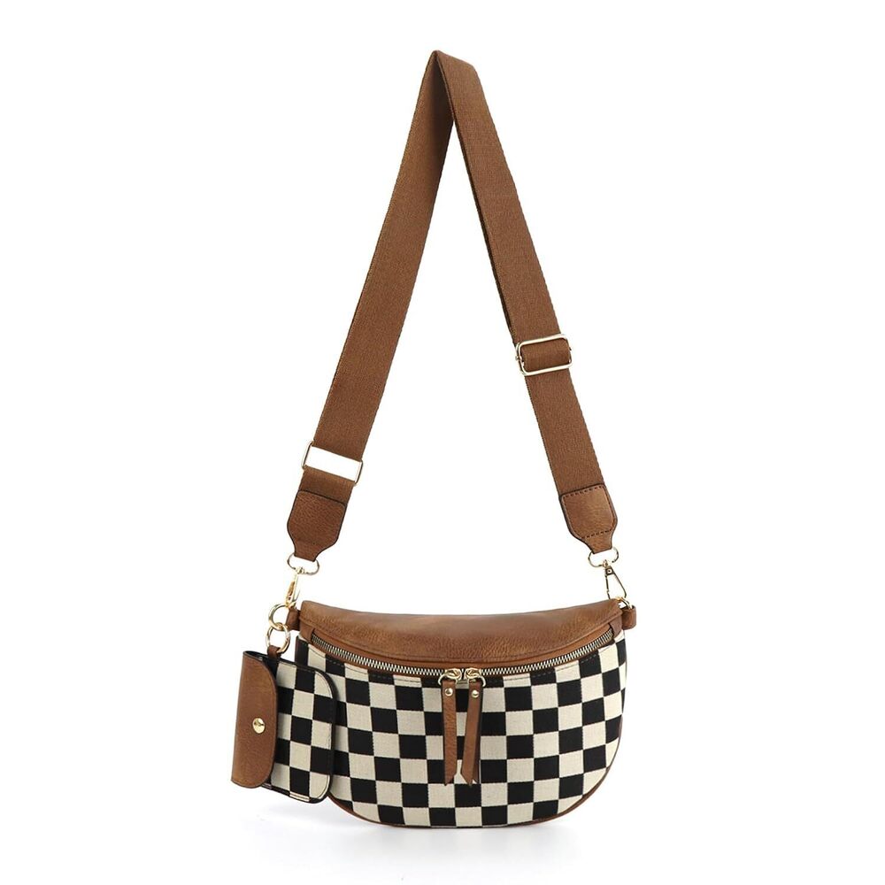 Checkered Crossbody Bag Bum Bags for Women Checkered Purse Plaid Womens Cross